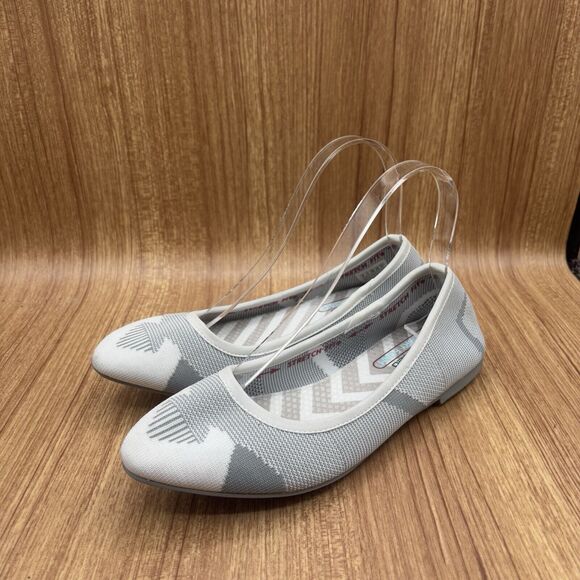 Skechers Cleo Wham Women’s SZ 8  Ballet Flats White Gray Memory Foam Air Cooled - Picture 4 of 8